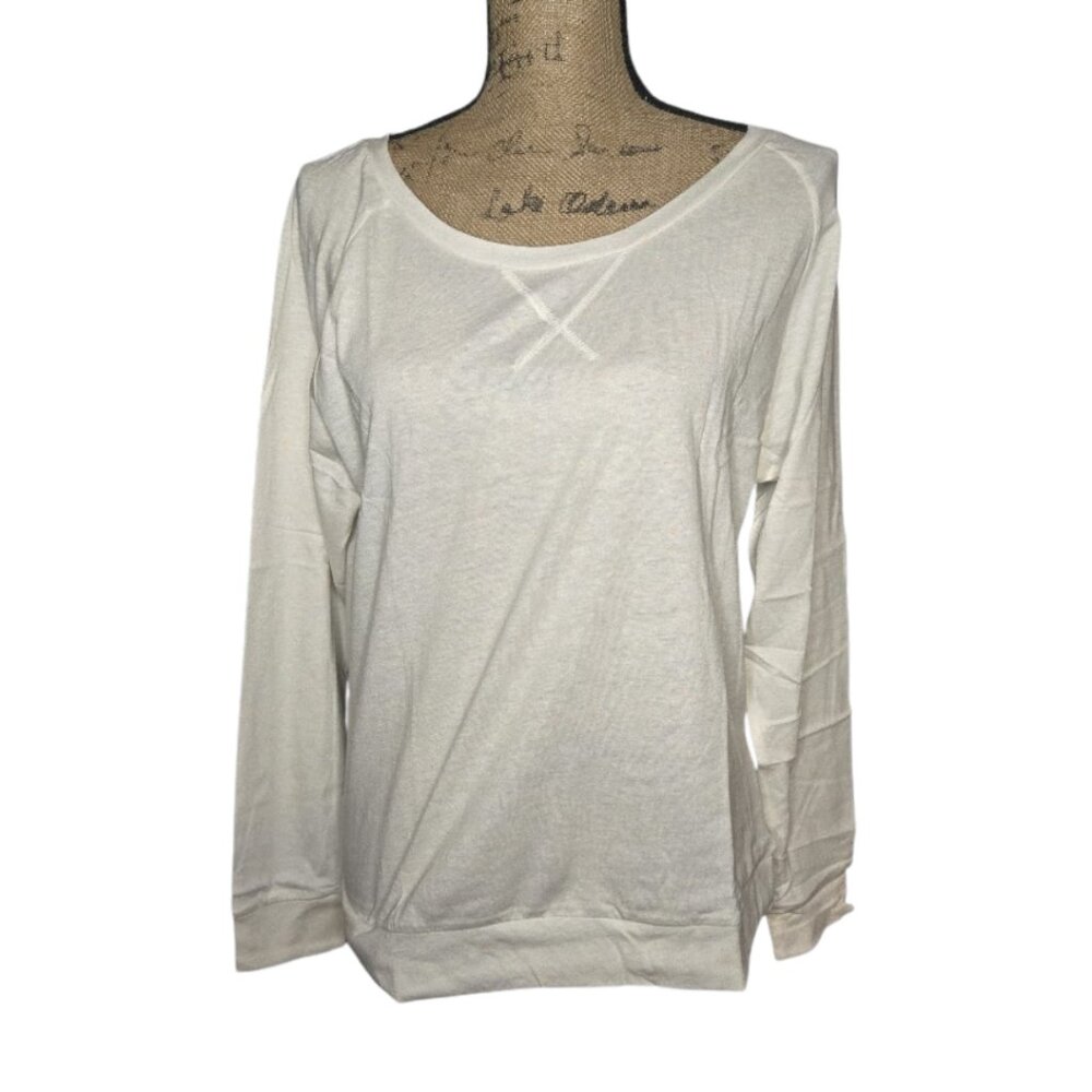 NWT poof apparel white long sleeve w/ neon specs size large